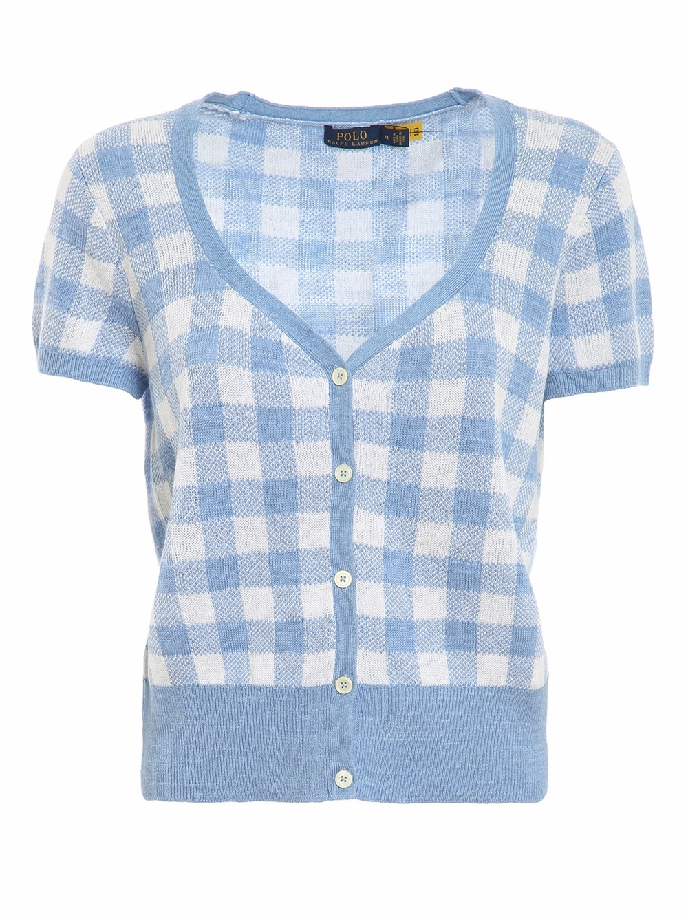 Polo by Ralph Lauren Light Blue & White Gingham Short-Sleeve Cardigan